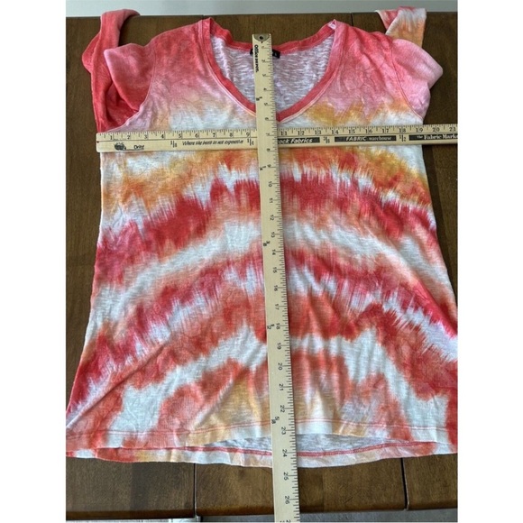 David Cline Top Shirt Size L Multicolor Burnout Fabric 3/4 Sleeve V-Neck Tie Dye - Picture 9 of 9